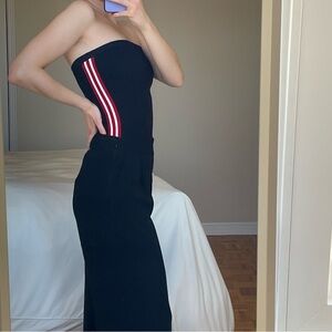 Urban Outfitters Black Strapless Bodysuit with Red and White Stripes